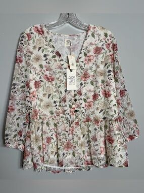 Good Hart Matilda Jane Zilker Floral Ruffled Peplum Blouse Size M NWT